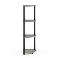 Furinno Turn-N-Tube 4-Tier Corner Display Rack Multipurpose Shelving Unit, Dark Brown Grain/Black 4-Tier Round Tube