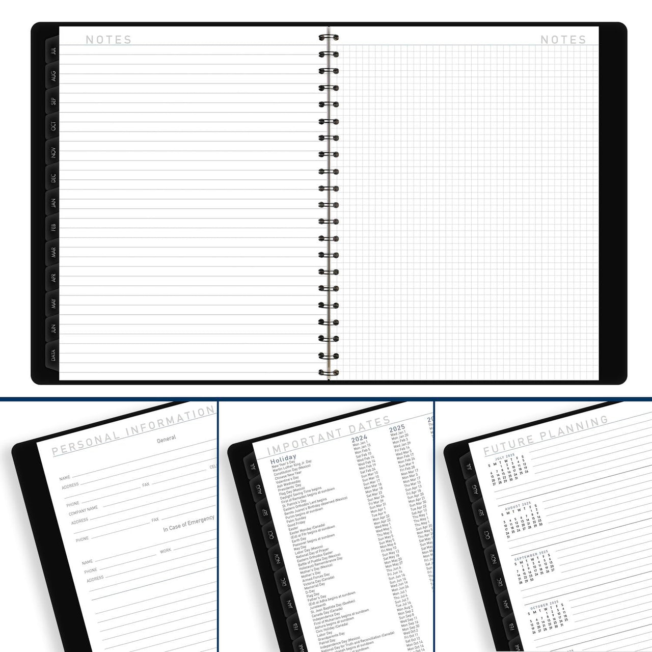 AT-A-GLANCE Planner 2024-2025 Academic, Weekly & Monthly, Half-Hourly Appointment Book, 8-1/4" x 11", Large, Monthly Tabs, Flexible Cover, Contempo, Graphite (70957X45) 2024-2025 New Edition