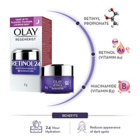 Olay Regenerist Retinol 24 Night Mini Cream l Renews and Resurfaces Skin Overnight l No Redness or Irritation | Fragrance Free l Normal, Oily, Dry and Combination Skin l 8g