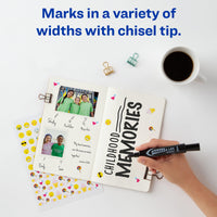 Avery Marks-A-Lot Permanent Markers, Regular Desk-Style Size, Chisel Tip, Water and Wear Resistant, 2 Black Markers (07888)