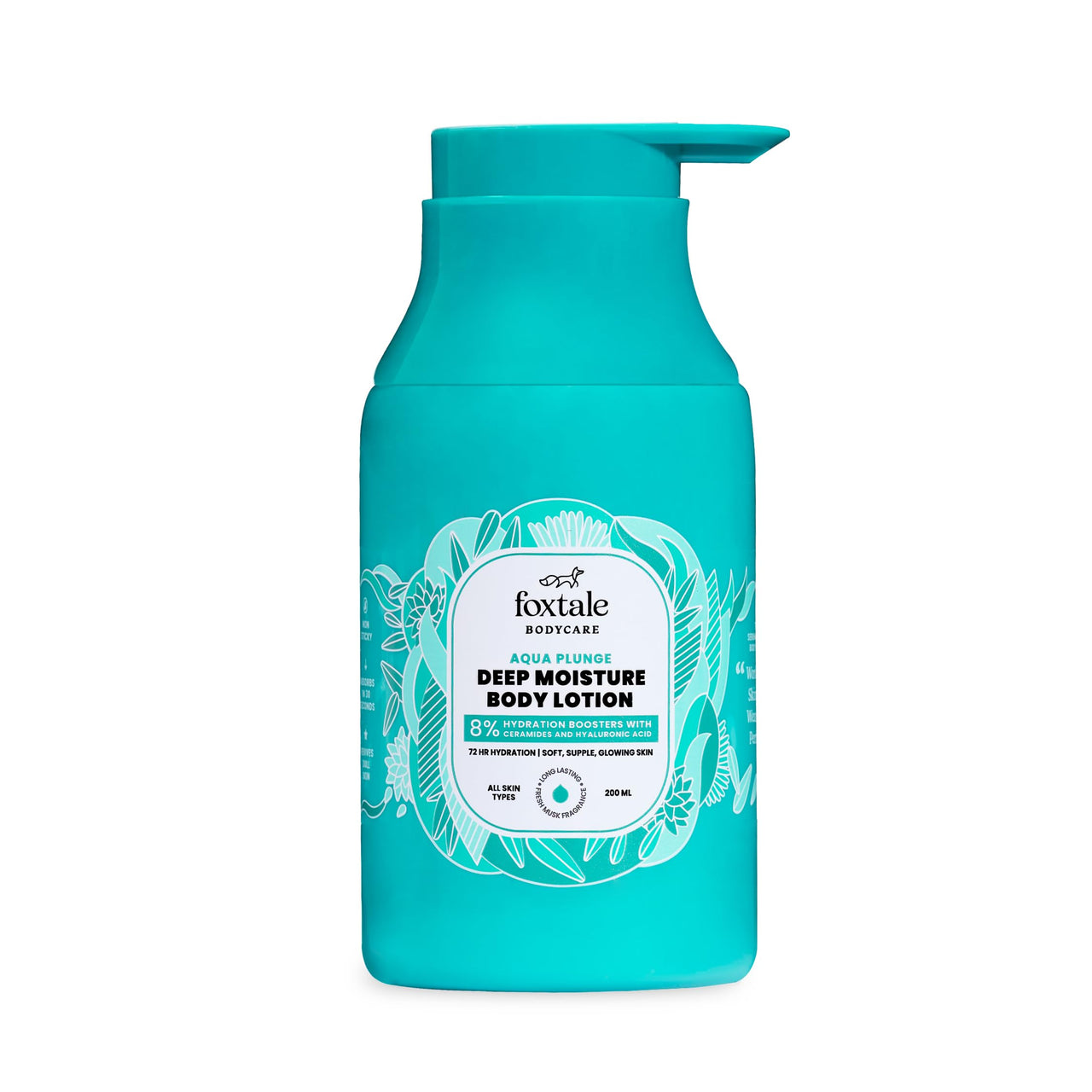 Foxtale Hydrating Body Lotion with Hyaluronic Acid & Ceramides | 72-hour Hydration | Lightweight & Non-Sticky | Long Lasting Musk Fragrance | Body Lotion for Men & Women | All Skin Type | 200 ml