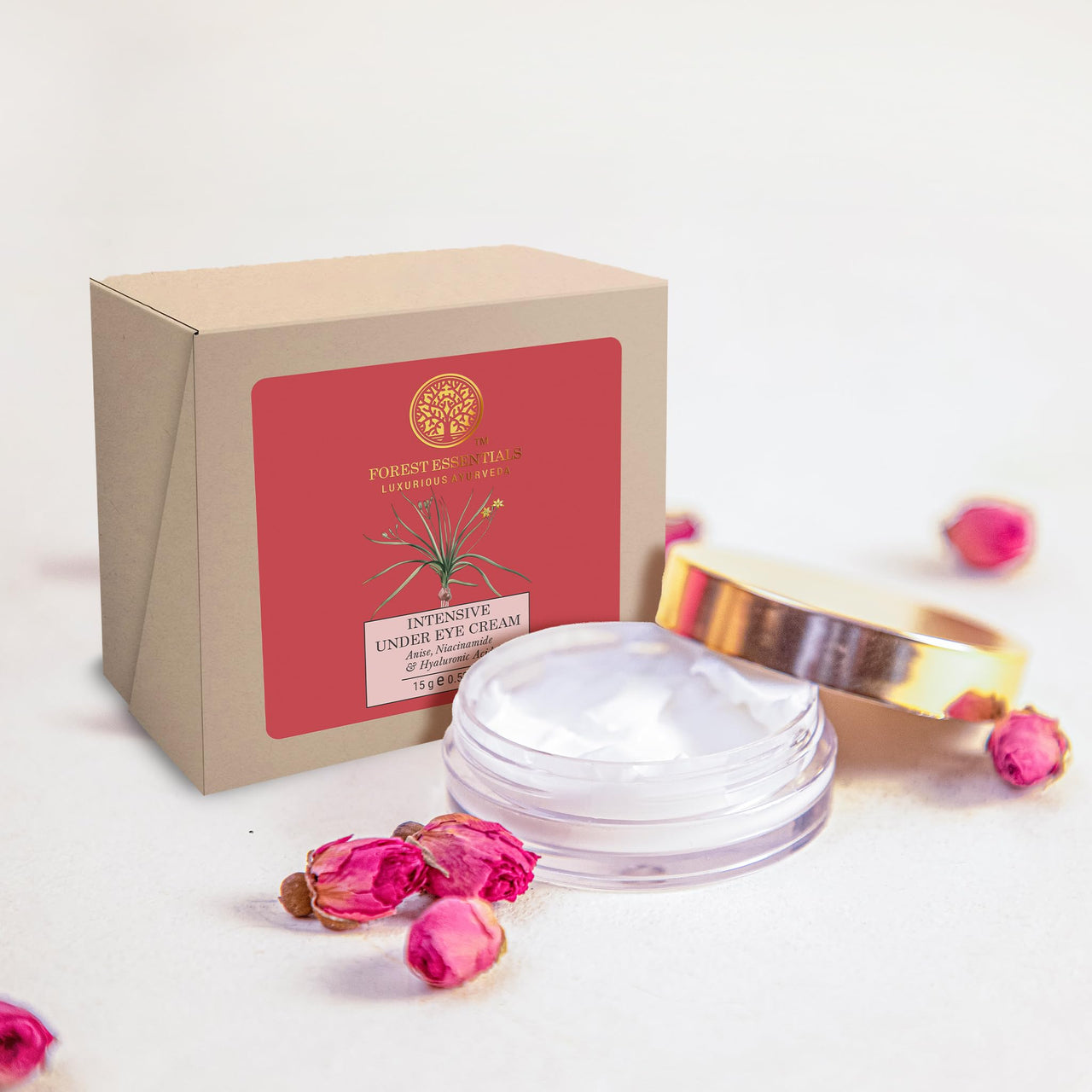 Forest Essentials Intensive Eye Cream with Anise | Reduces Fine Lines, Uner Eye Wrinkles, Dark Circles & Puffiness | For Women & Men | Soothing & Nourishing Ayurvedic Under Eye Cream | 15 g