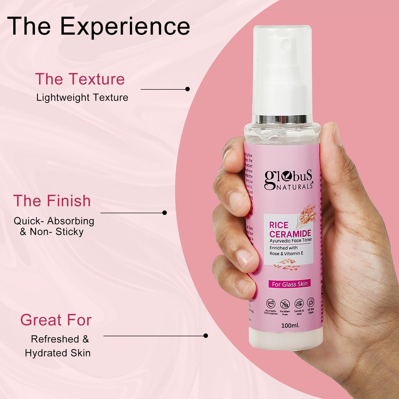 Globus Naturals Revival Rice Ceramide Valentine Love Gift Box, For Korean Glass Skin, Set of 6 Face Wash 75gm, Cream 50gm, Scrub 50gm, Peel off Mask 75gm, Serum 30ml, Toner 100ml