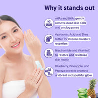 Aravi Organic 10% AHA + 1% BHA Body Lotion For Exfoliation - Treats Strawberry Legs & Bumpy Skin With Ceramide - Skin Britheninig Lotion With Niacinamide and Shea Butter - 200 ml