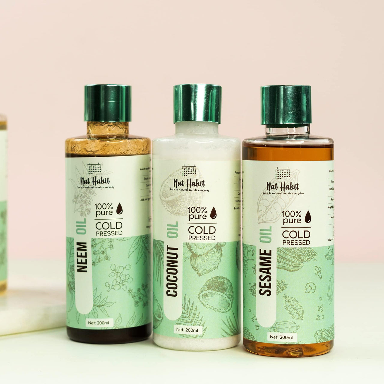 Nat Habit Cold Pressed 100% Pure Neem Oil for Skin & Hair | Zero Preservatives | Body Massage Oil, Hair Oil - (200 ml)