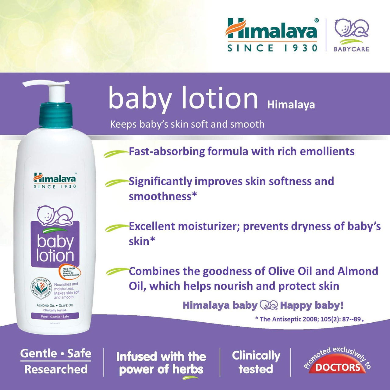 Himalaya Baby Body Lotion, For All Skin Types (400 ml) & Anti Hair Fall Shampoo, 400ml
