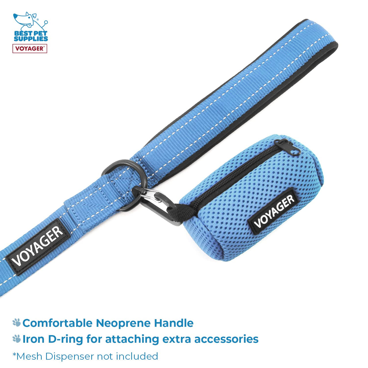 Voyager Step-in Air All Weather Mesh Harness and Reflective Dog 5 ft Leash Combo with Neoprene Handle, for Small, Medium and Large Breed Puppies by Best Pet Supplies - Set (Baby Blue), S Harness Leash Set (Baby Blue) S (Chest: 14.5 - 16")