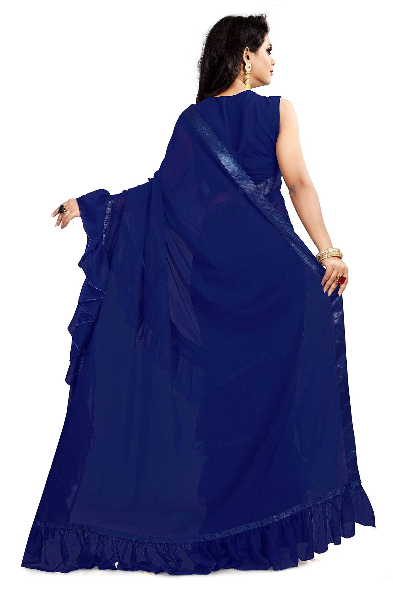 Anjaneya Sarees Women's  Georgette Saree With Blouse Piece