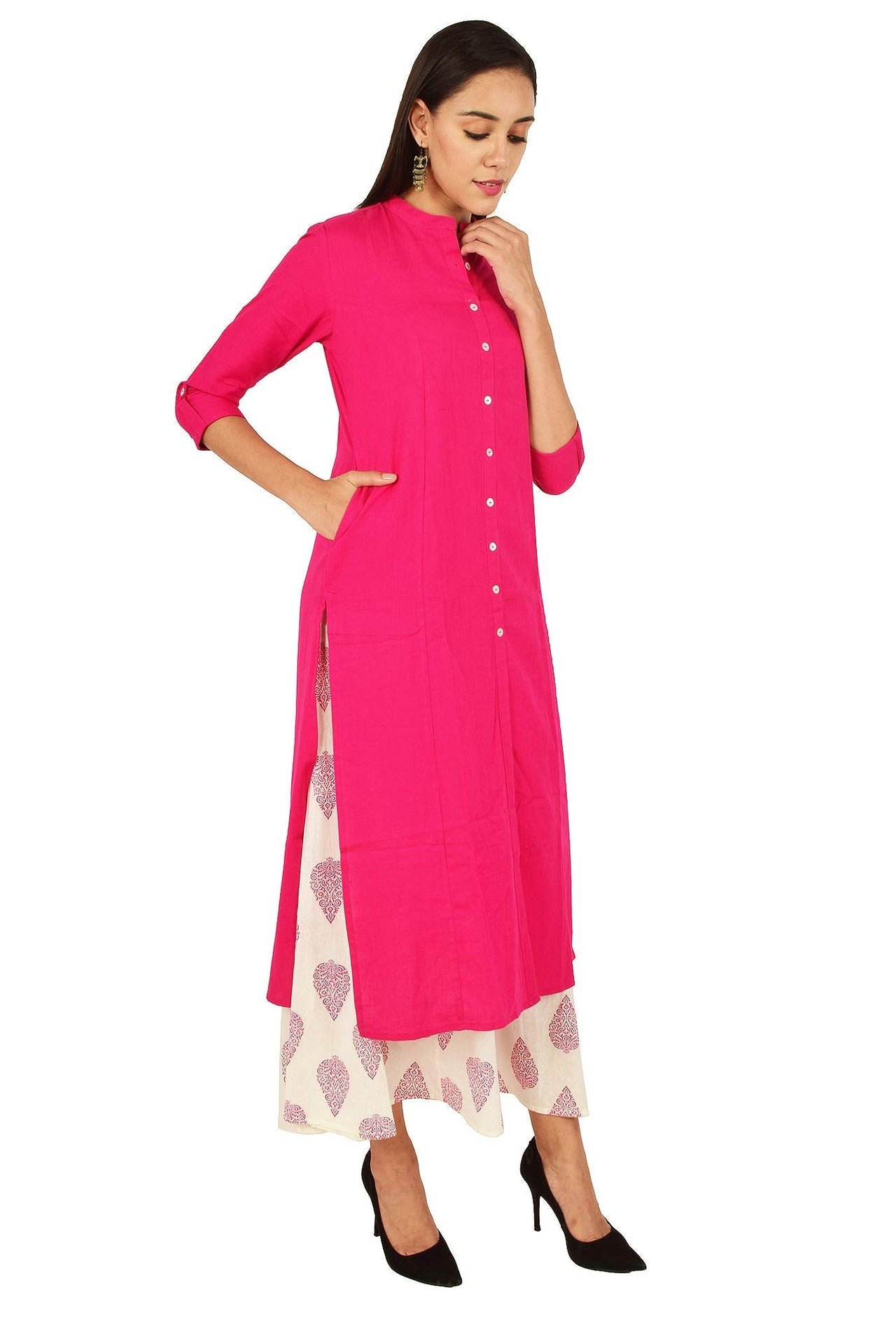 Pistaa's  Women's  Cotton Solid Readymade Salwar Suit Set