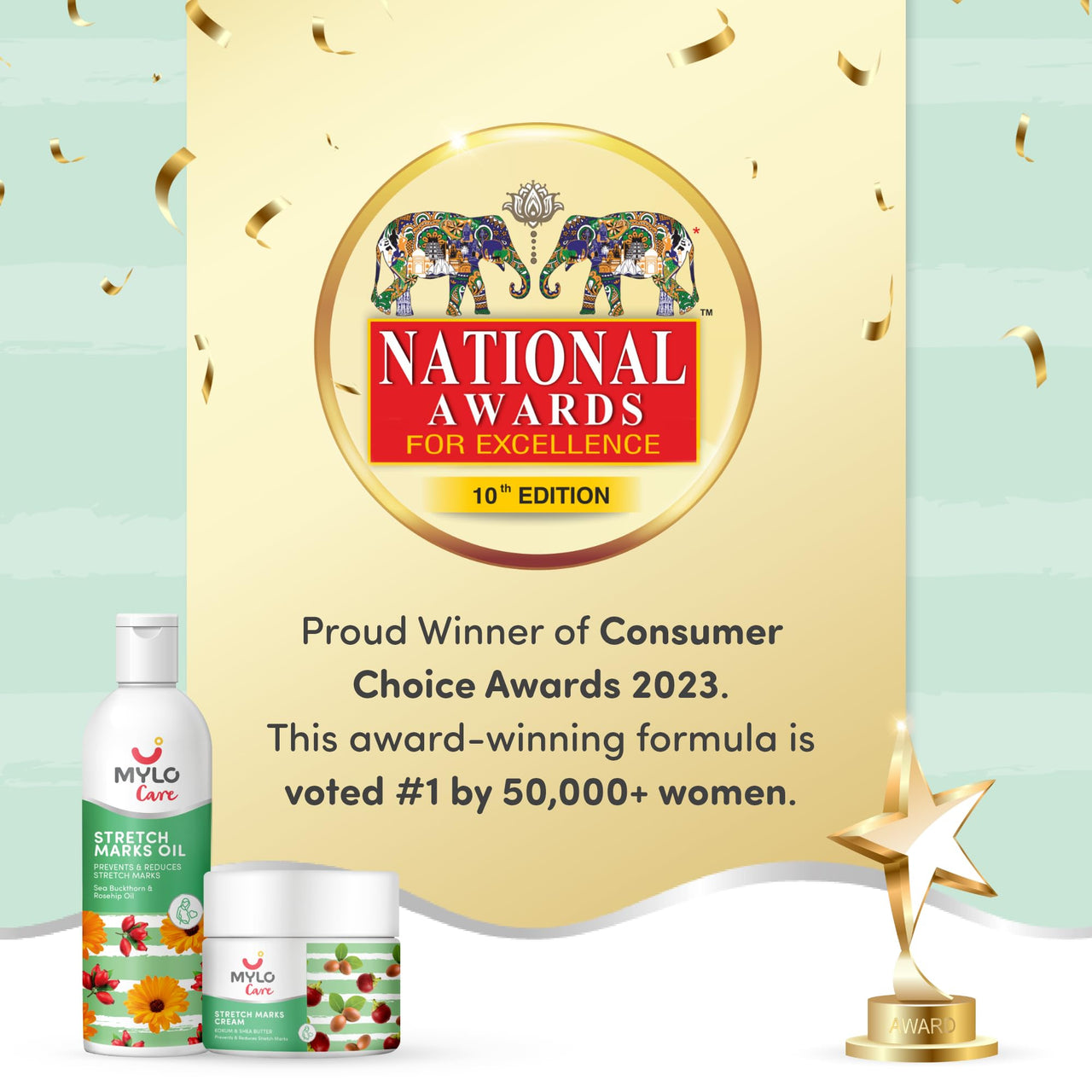 Mylo Stretch Marks Cream 100 gm & Stretch Mark Oil 100 ml|Stretch Marks removal for women |Made Safe Certified|Safe in pregnancy & effective on all body parts