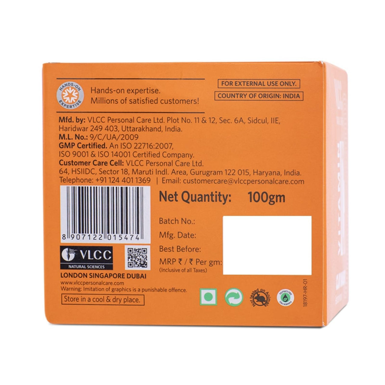 VLCC Vitamin C Clay Mask - 100g | Restorative Clay Mask with Vitamin C & Hyaluronic Acid | Replenishes Skin, Calms Inflammation & Evens Skin Tone | Brightening & Soothing Clay Mask.