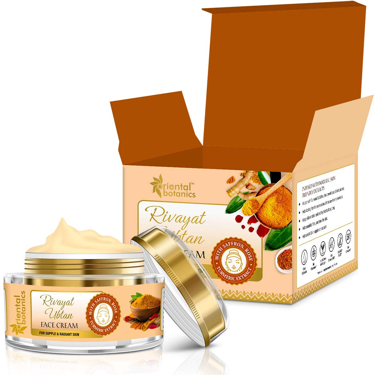 Oriental Botanics Rivayat Ubtan Face Cream, 50 g | Infused with Traditional Ubtan Ingredients for Naturally Glowing & Nourished Skin | No Parabens & Sulphates | Cruelty Free & Vegan