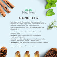 Richard’s Organics Flea and Tick Shampoo for Dogs – 100% All-Natural Actives Kills Fleas, Ticks and Repels Mosquitos – Gentle, Won’t Dry Skin, Great Smelling Essential Oils (12oz bottle),FG00440 12 Ounce