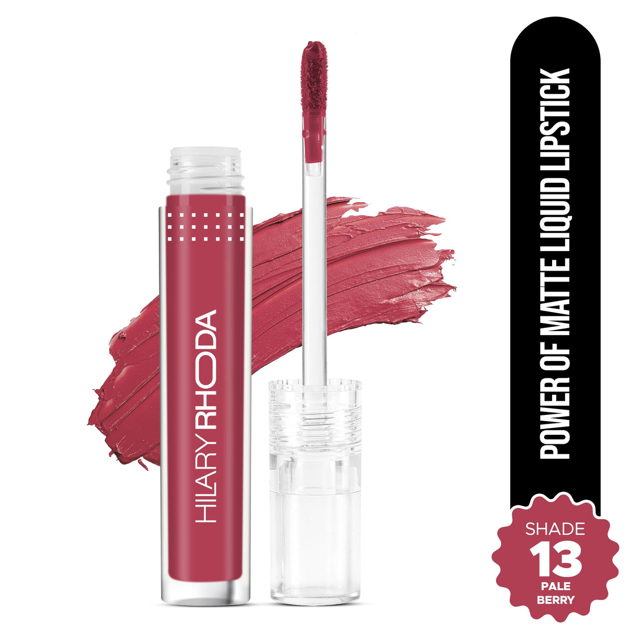 Hilary Rhoda Power Of Matte Liquid Lipstick | Buildable Colour | Long Lasting & Matte Finish | Lightweight & Non-Drying Formula | Smudge Proof & Non-Transferable | 3ml (Pale Berry - Shade 13)