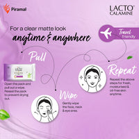 Lacto Calamine Oil Control Face Wipes | 30 N each- Pack of 2 | Wet Wipes for Face With Neem, Aloe Vera & Niacinamide | Makeup Remover Wipes | Hydrating, Refreshing, Soothing | Pararben & Alcohol Free