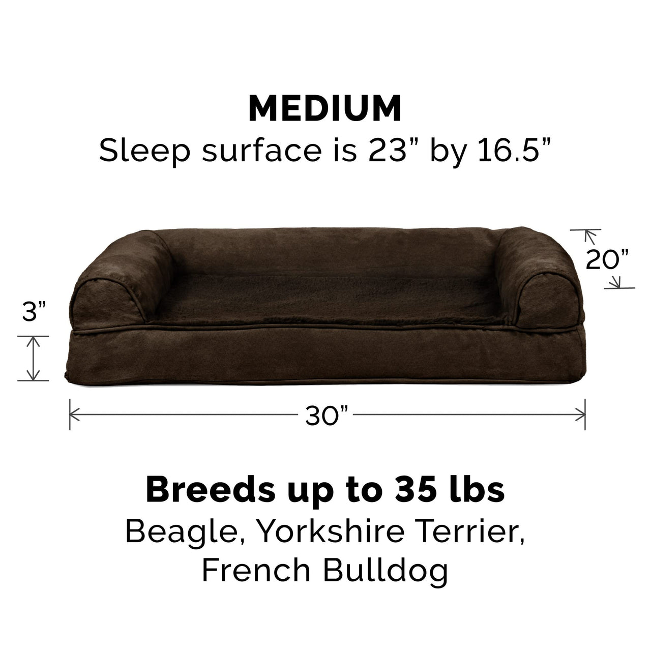 Furhaven Replacement Dog Bed Cover Plush & Suede Sofa-Style, Machine Washable - Espresso, Medium