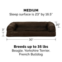 Furhaven Replacement Dog Bed Cover Plush & Suede Sofa-Style, Machine Washable - Espresso, Medium