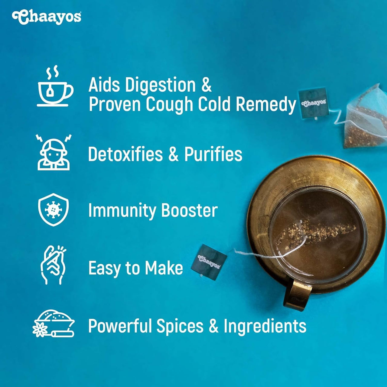 Chaayos Detox Green Tea - Desi Kahwa (25 Tea Bags) | Green Tea Bags | Desi Kahwa Green Tea | Green Tea For Digestion