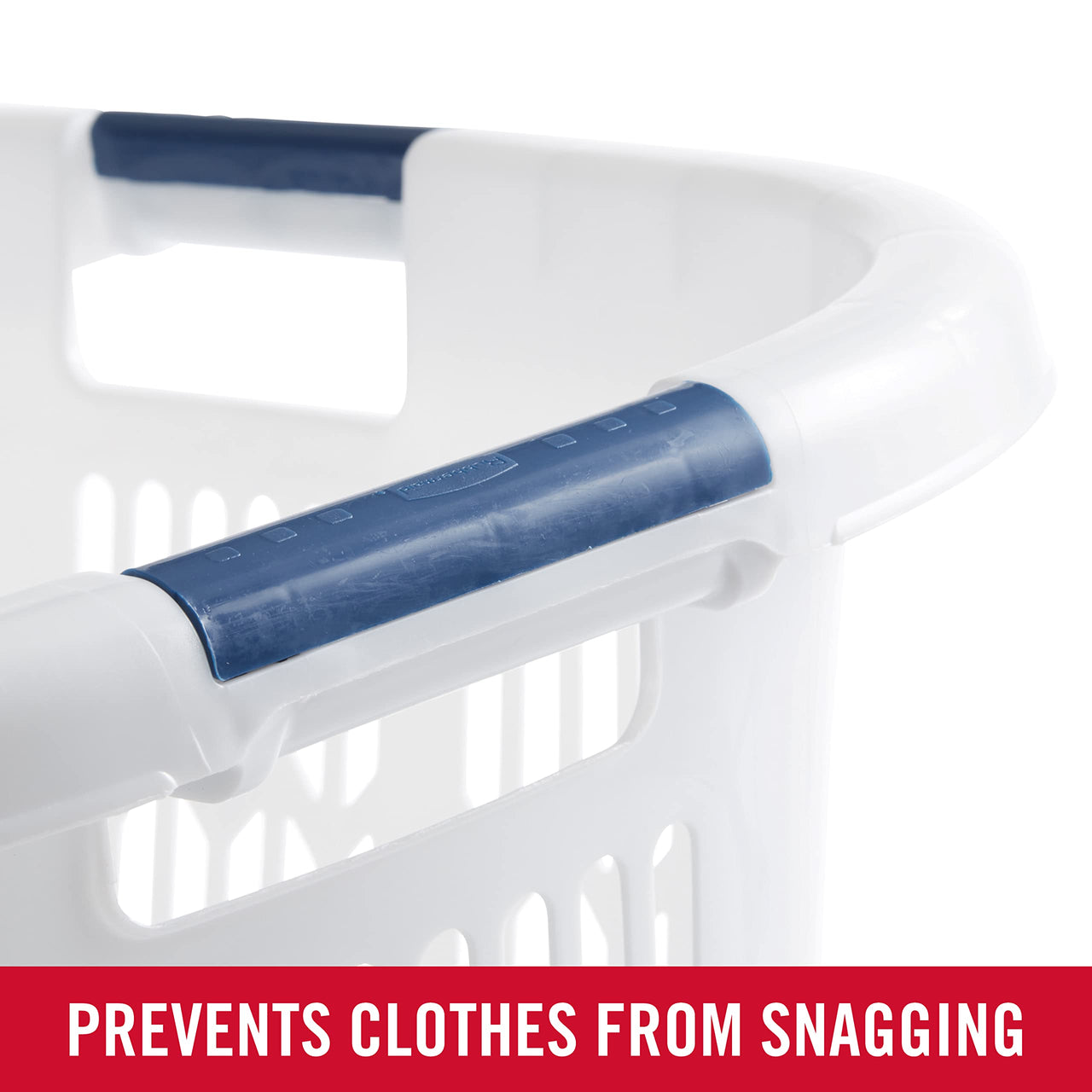 Rubbermaid Large Hip-Hugger Laundry Basket/Hamper, 1.5-Bushel, White, Stackable Storage Bin/Organizer for Bathroom/Bedroom/Dorm/Home 1.5 Bushel Large Hip Hug Basket