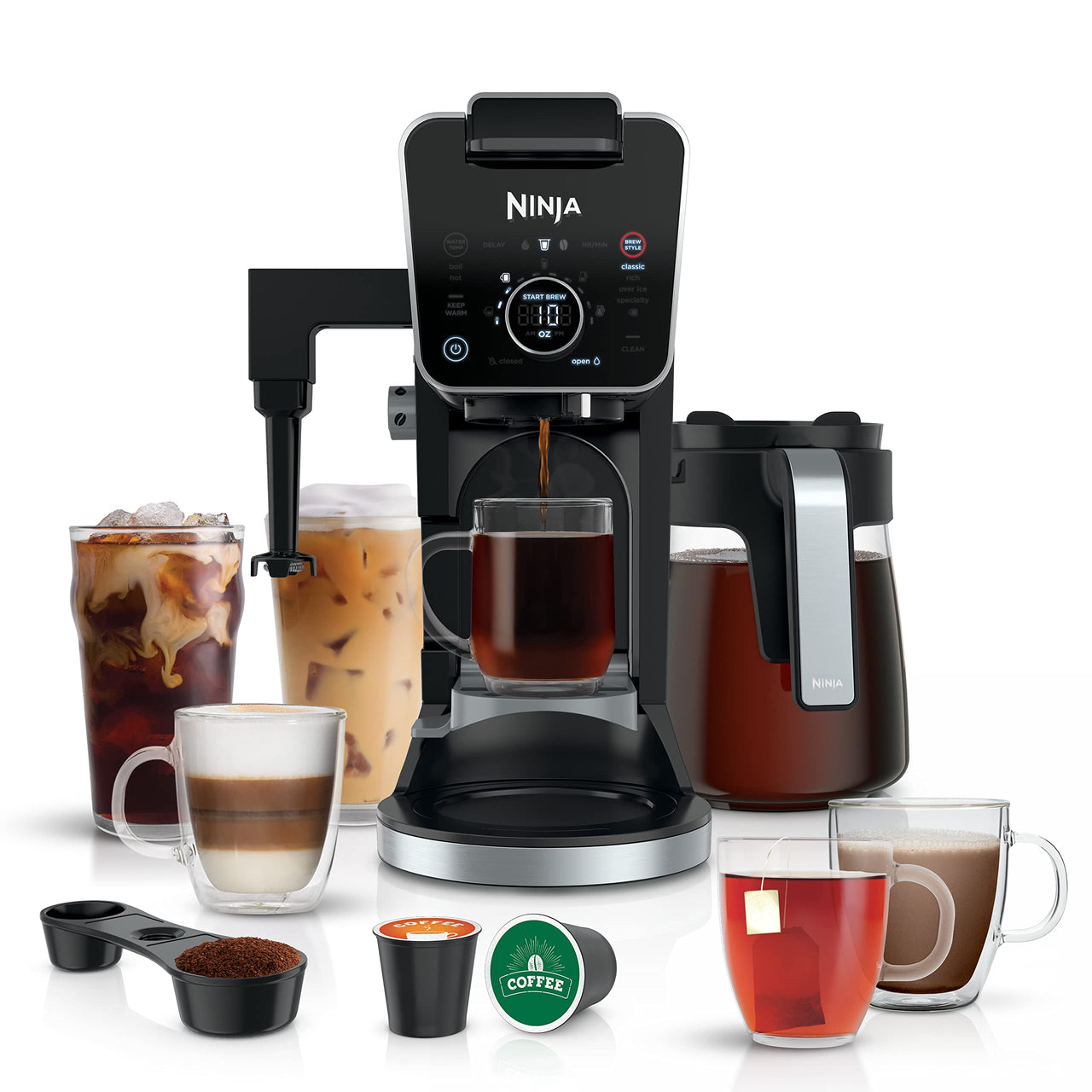 Ninja Drip Coffee Maker With K Cup Combo, DualBrew Pro Specialty Coffee System, Coffee Machine Compatible with K-Cup Pods, 12 Cup Single Serve Coffee Makers with Paper Filter, CFP301 Frother + Paper Filter