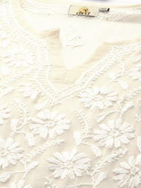 Ada Lucknowi Hand Embroidered Traditional Chikankari Georgette Kurta Kurti with Slip for Women