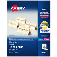 Avery Printable Small Tent Cards with Sure Feed Technology, 2