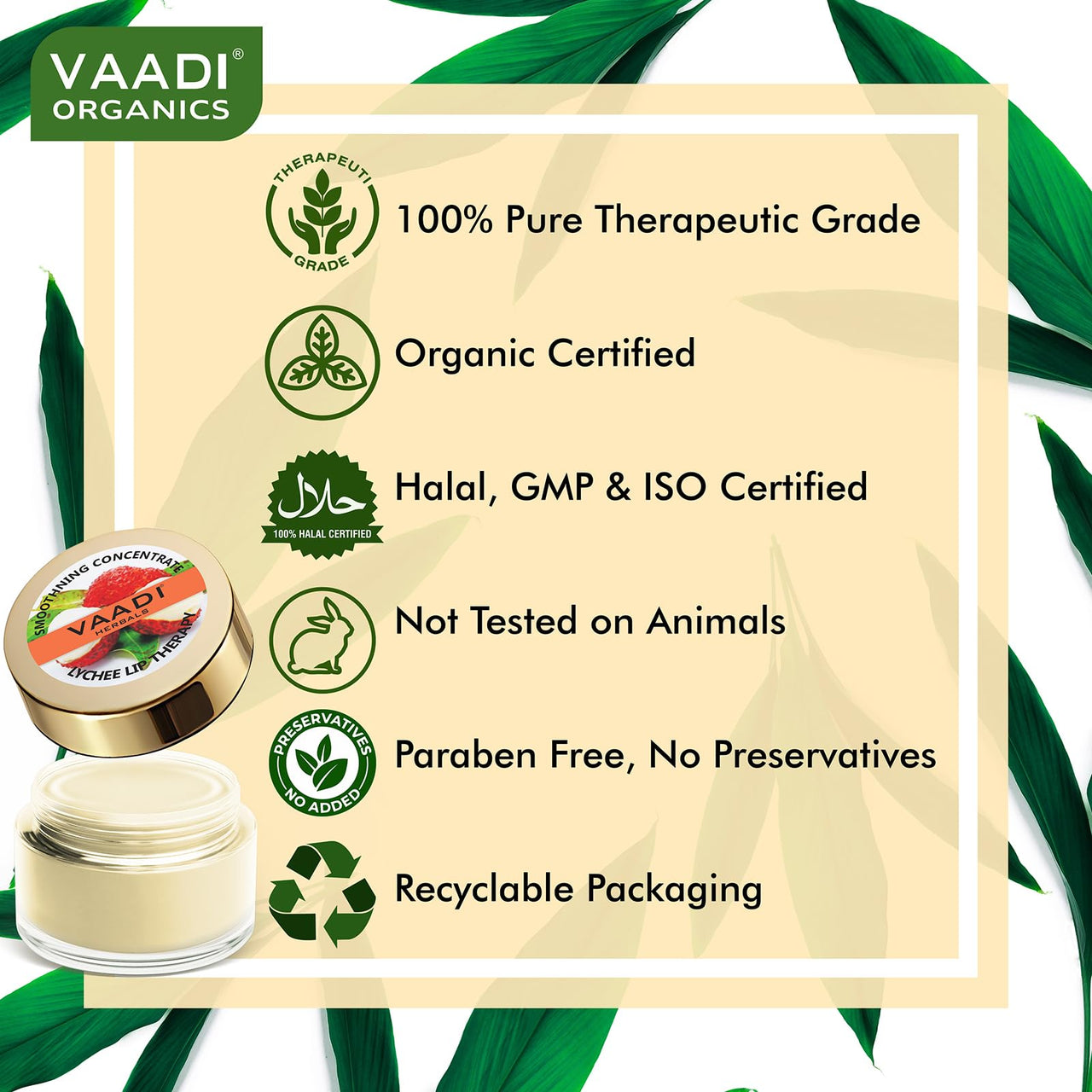 VAADI HERBALS Lip Balm, Lychee, 10 Gm,Multi