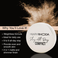 Hilary Rhoda Ivory Slay All Day Compact | 2 In 1 Compact | Matte & Shimmer Finish Compact | 9 To 9 Stay Compact | Moisture-Infused Compact | Compact With Sponge | Weightless Formula | 20G