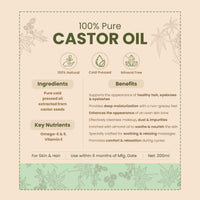 Nat Habit Cold Pressed Jamaican Black Castor Oil for Hair & Eye Lashes Growth, 100% Pure Castor (Arandi) Oil for Women & Men, Skin & Hair With Vitamin E, Omega-6 & 9, Mineral Free - (200 ml)
