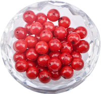 100Pcs Natural Crystal Beads Stone Gemstone Round Loose Energy Healing Beads with Free Crystal Stretch Cord for Jewelry Making (Red Coral, 8MM) Red Coral