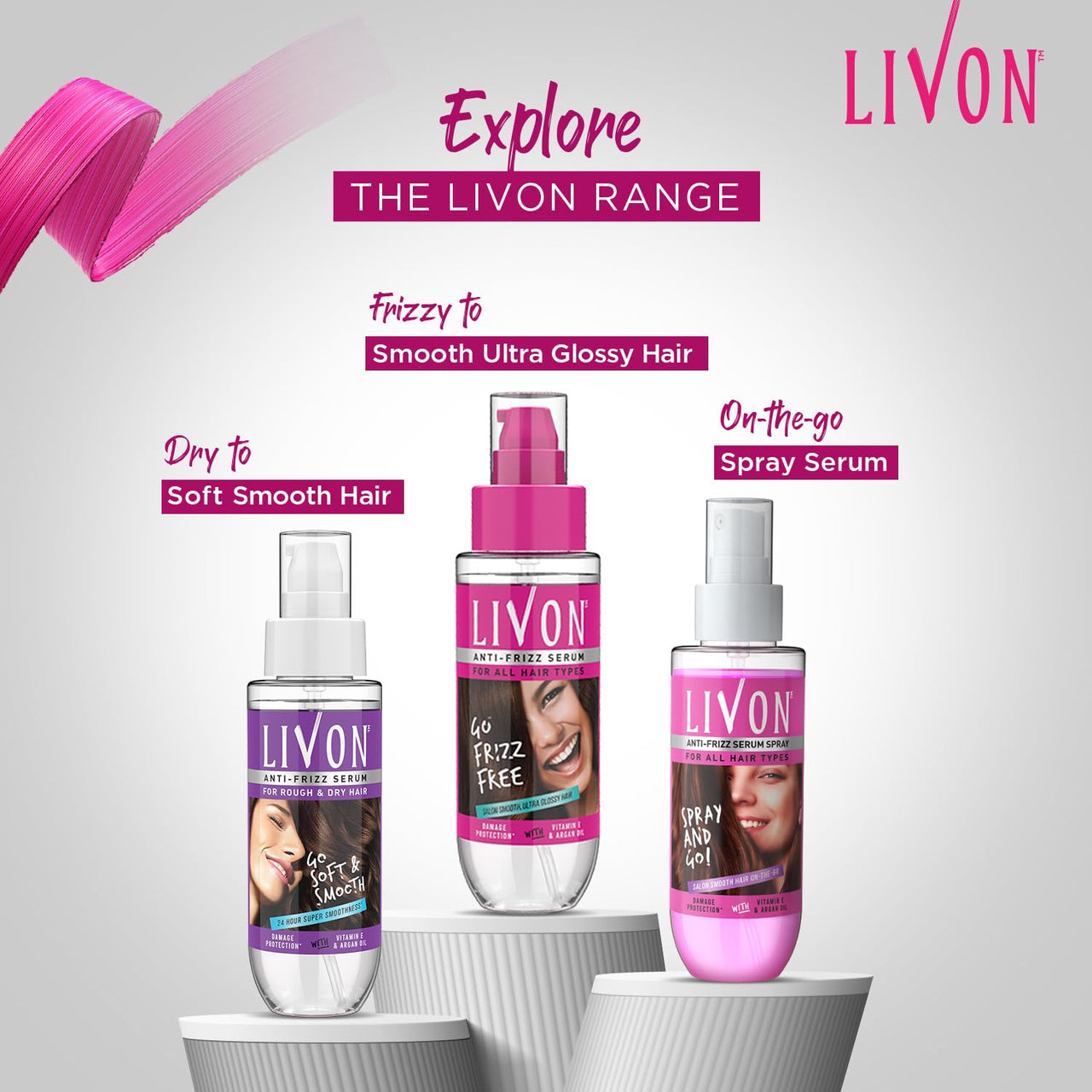 Livon Hair Serum, For Dry & Frizzy Hair | Provides shine, smoothness & damage protection| Leave in serum for women & Men| With Vitamin E & Argan Oil | 200ml