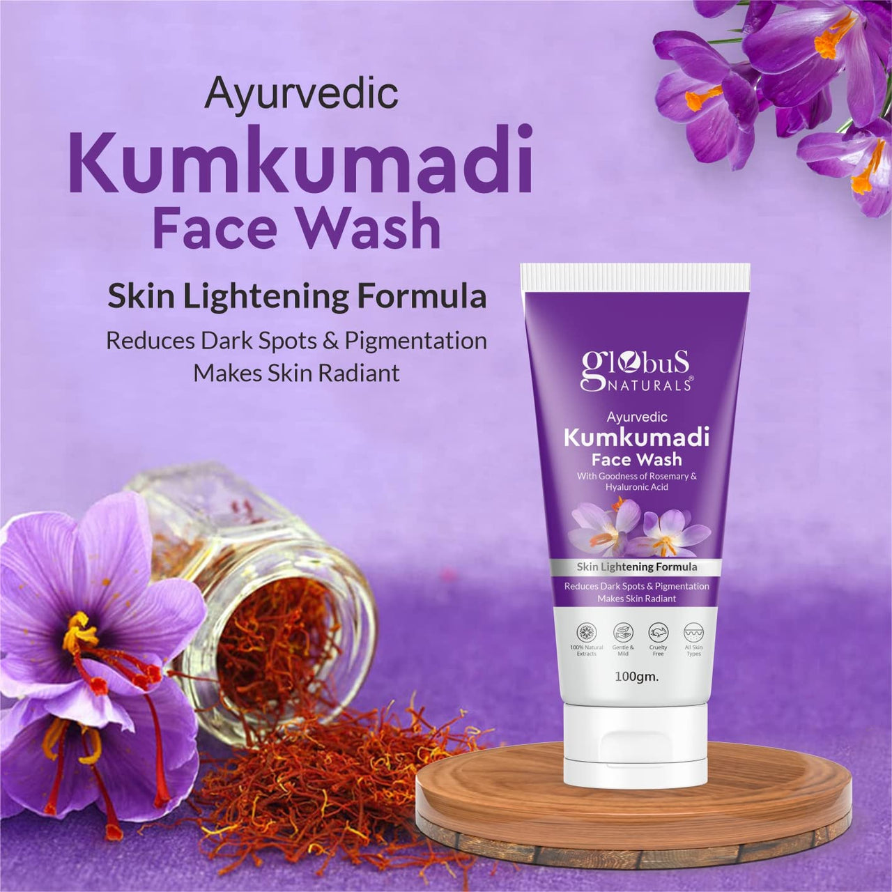 Globus Naturals Kumkumadi Skin Lightening Face Care Combo, Set of 2, Face Wash & Face Pack