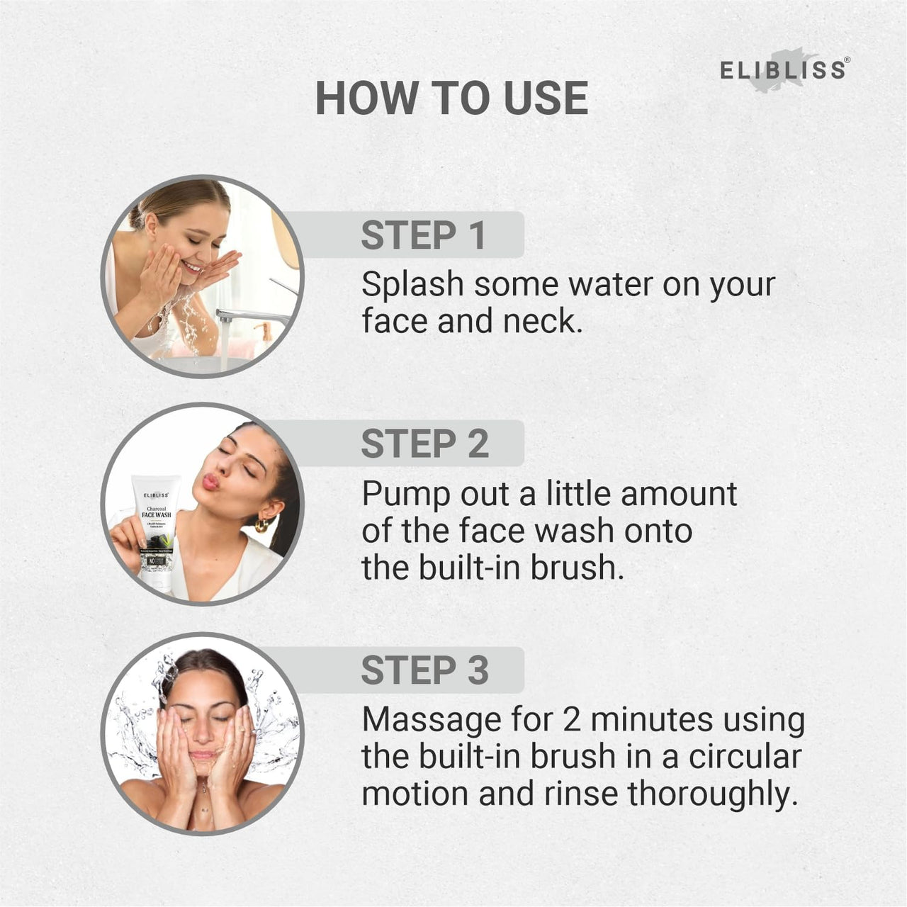 Elibliss Charcoal Face Wash for Deep Cleansing, Removes Pollutants, Toxins & Dirt, Activated Charcoal Cleanser, No Parabens & Sulphate, Suitable for All Skin Types 75ml