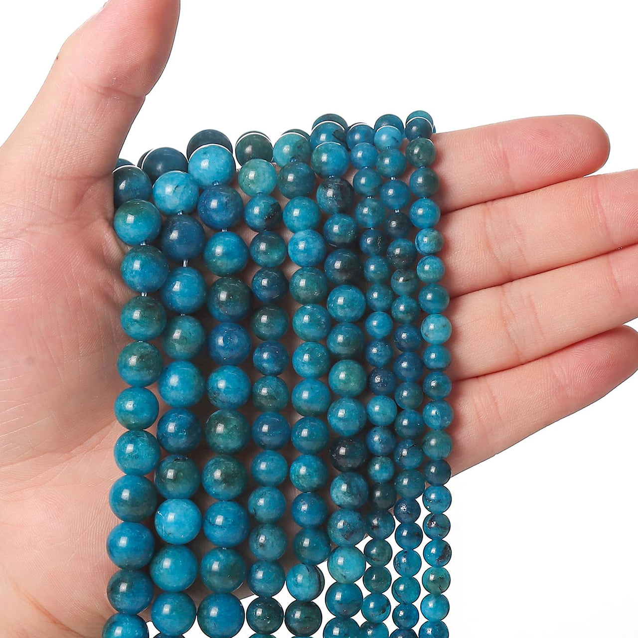 60pcs 6mm Natural Stone Beads Blue Apatite Beads Energy Crystal Healing Power Gemstone for Jewelry Making, DIY Bracelet Necklace