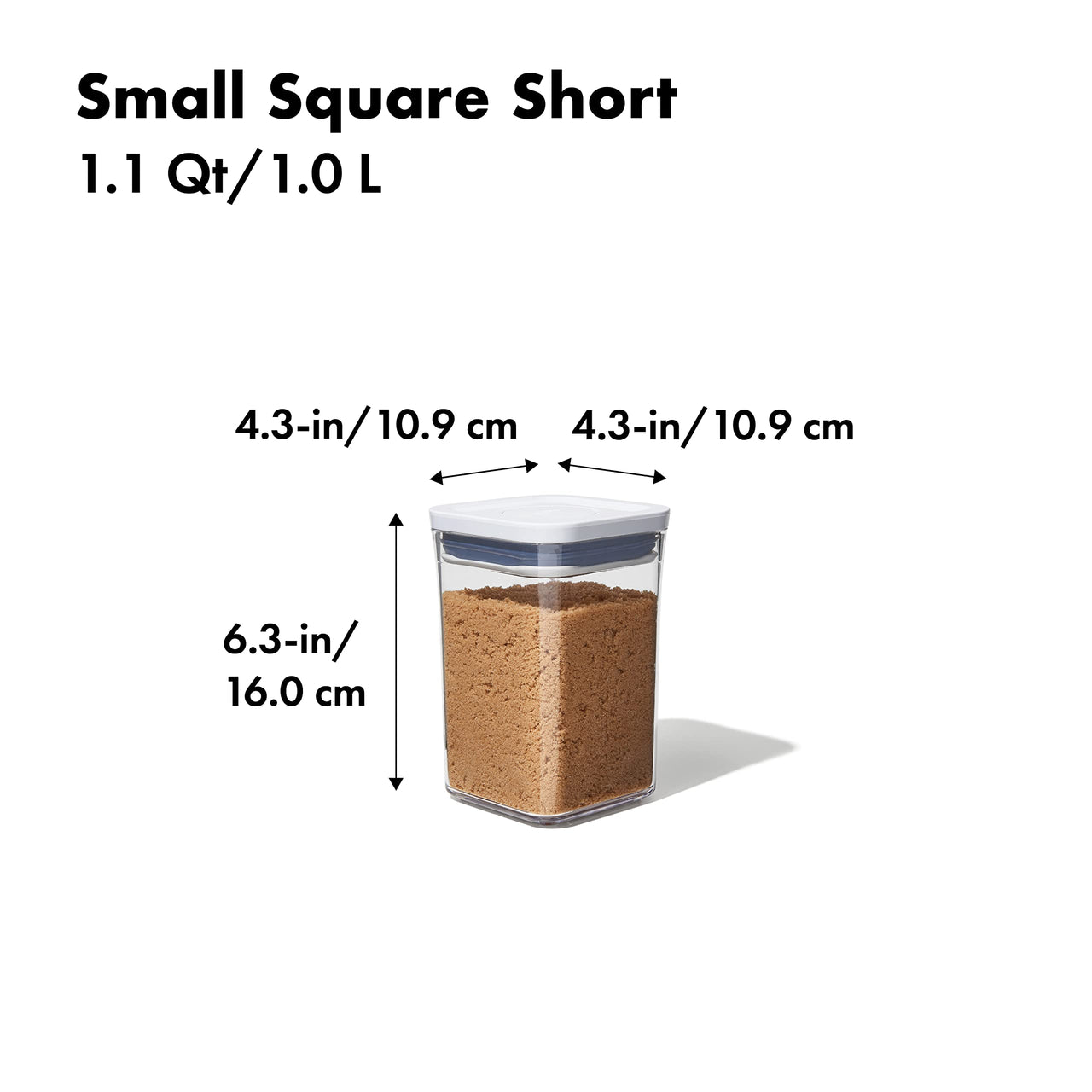 OXO Good Grips POP Container - Airtight Food Storage - Small Square Short 1.1 Qt Ideal for 1 lb of brown sugar or confectioner's  sugar 1.1 Qt - Square - Brown Sugar