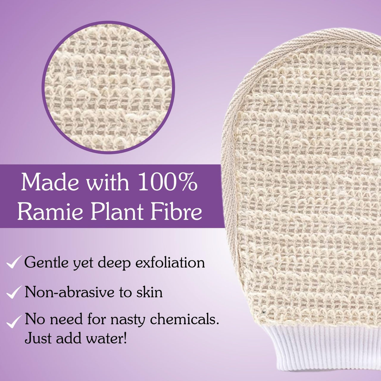 BAKE Exfoliating Bath Glove for Dead Skin, Tan Removal, Strawberry Skin, Body Acne & Ingrown Hair | 100% Ramie Plant Fibre, Body Exfoliator for Dry Patches | For Men & Women | 1 Glove (20g)