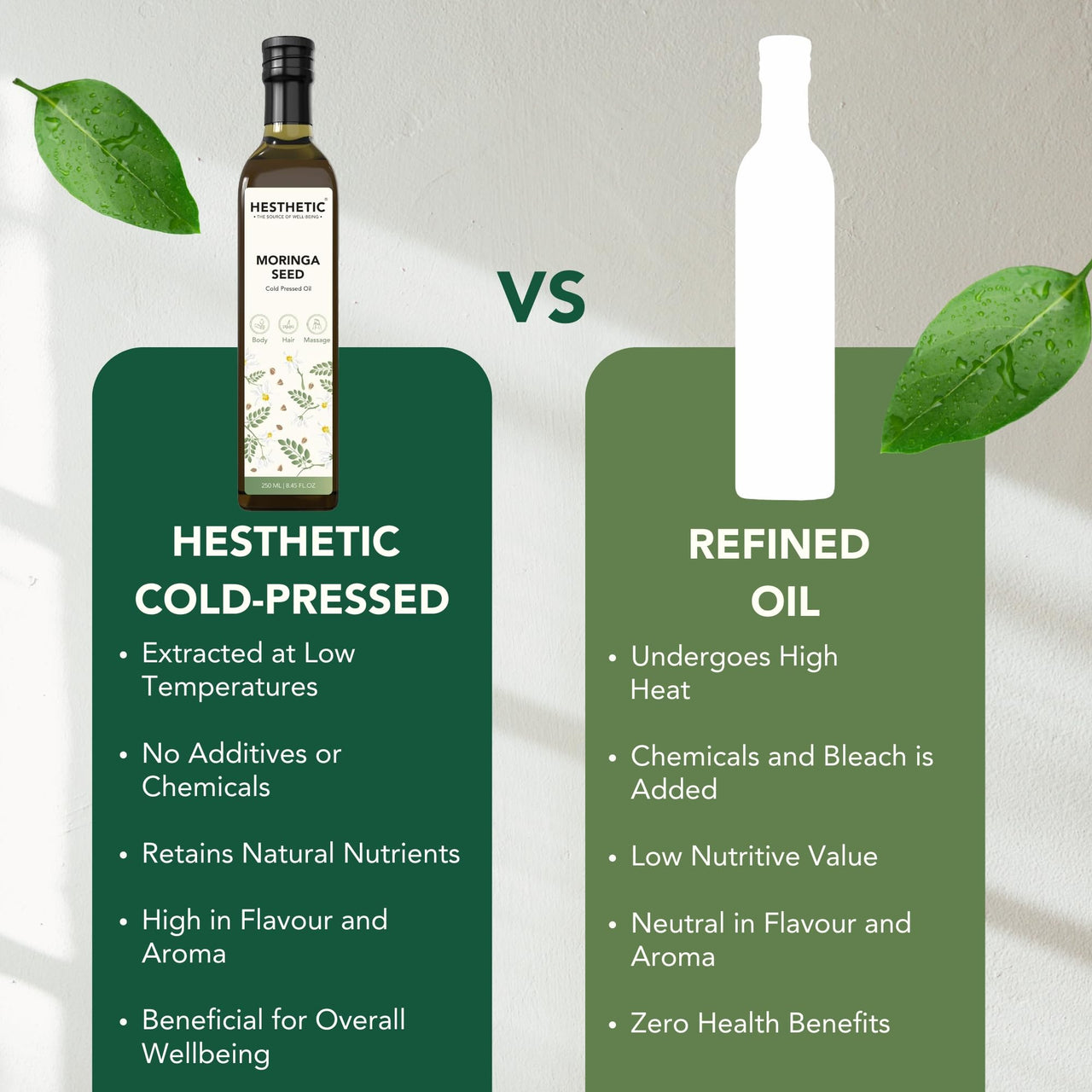 HESTHETIC Virgin Cold Pressed Moringa Seed Oil | 100% Pure & Natural - 100ml | Glass Bottle
