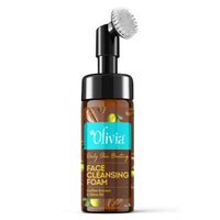 Olivia Daily Skin Boosting Face Cleansing Foam, Built In Brush Face Wash For Deep Cleansing, Massage, Exfoliate, Glowing Bright Skin With Coffee Extract & Olive Oil - 150Ml
