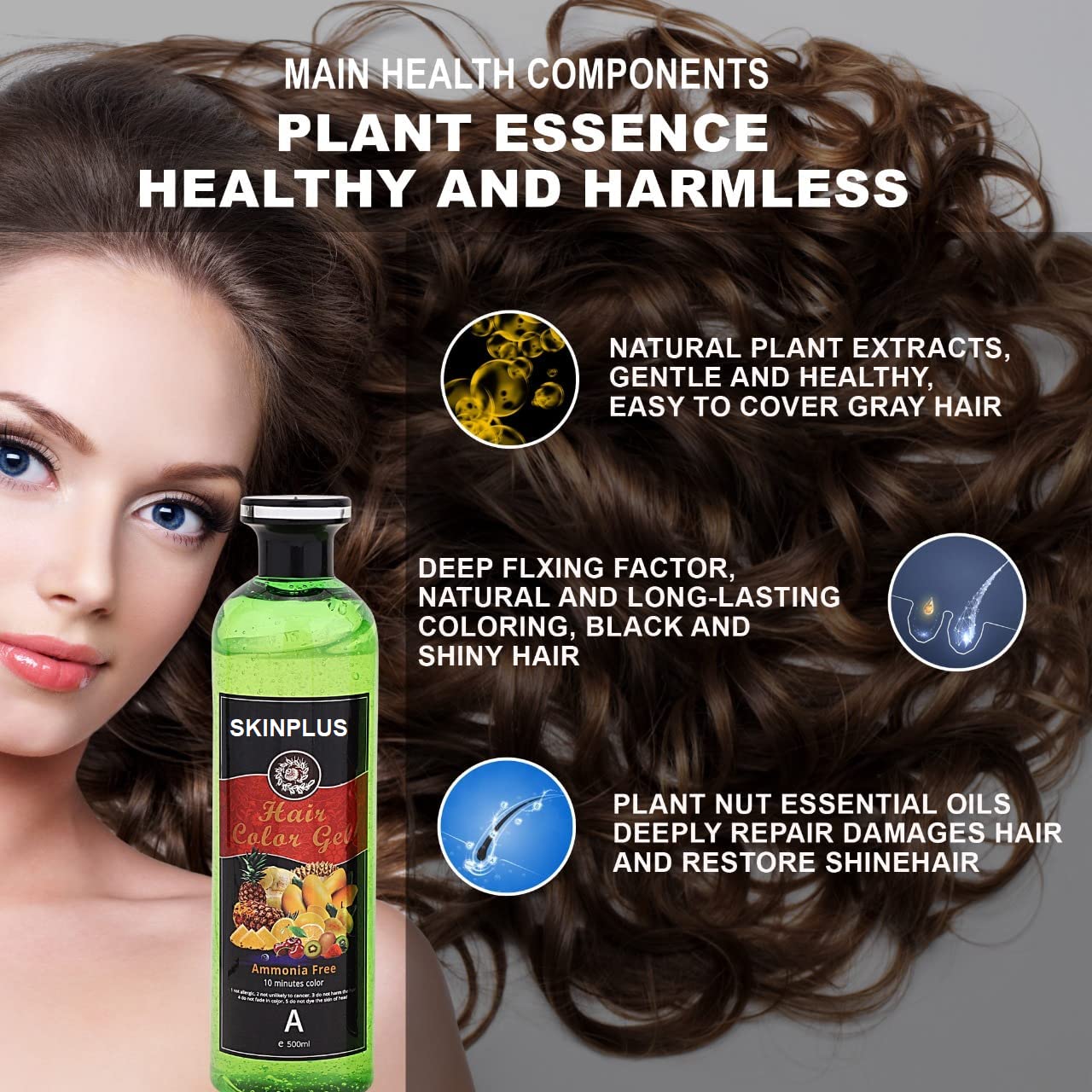 SKINPLUS Fruit Vinegar Black Gel Color Professions Hair Colour, 500mlx2