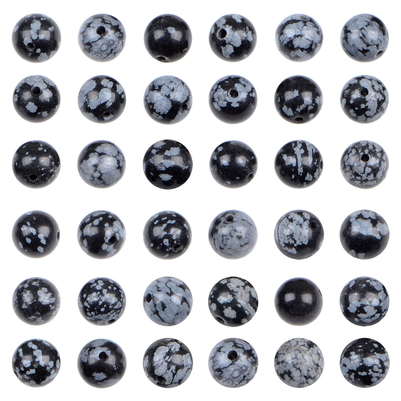 Bymitel 210pcs Natural Crystal Beads Stone Gemstone Round Energy Healing Loose Beads with Stretch Cord for Jewelry Making Bracelets Anklets (Snowflake, 6mm 210pcs) Snowflake