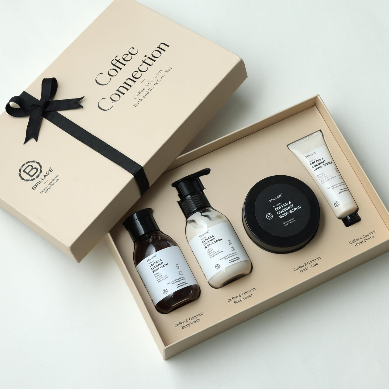 Brillare Coffee Connection Gift Box | Face Wash, Body Wash, Face Scrub, Body Scrub | Perfect Gift For Special Occasions (Pack of 4)