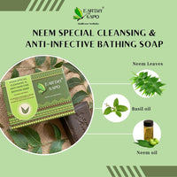 Earthy Sapo Handmade Neem Bathing Soap, 100g, Pack of 1 | Natural Cleansing Soap | Neem-Based Formula for Daily Use | For oily skin | Vegan, Eco-Friendly, Free from Chemicals