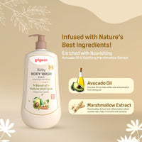 Pigeon 2-in-1 Baby Body Wash For Cleansing & Nourishing, Enriched With Avocado Oil & Marshmallow Extract, Parabens Frew, SLS & SLES Free - 500 ml