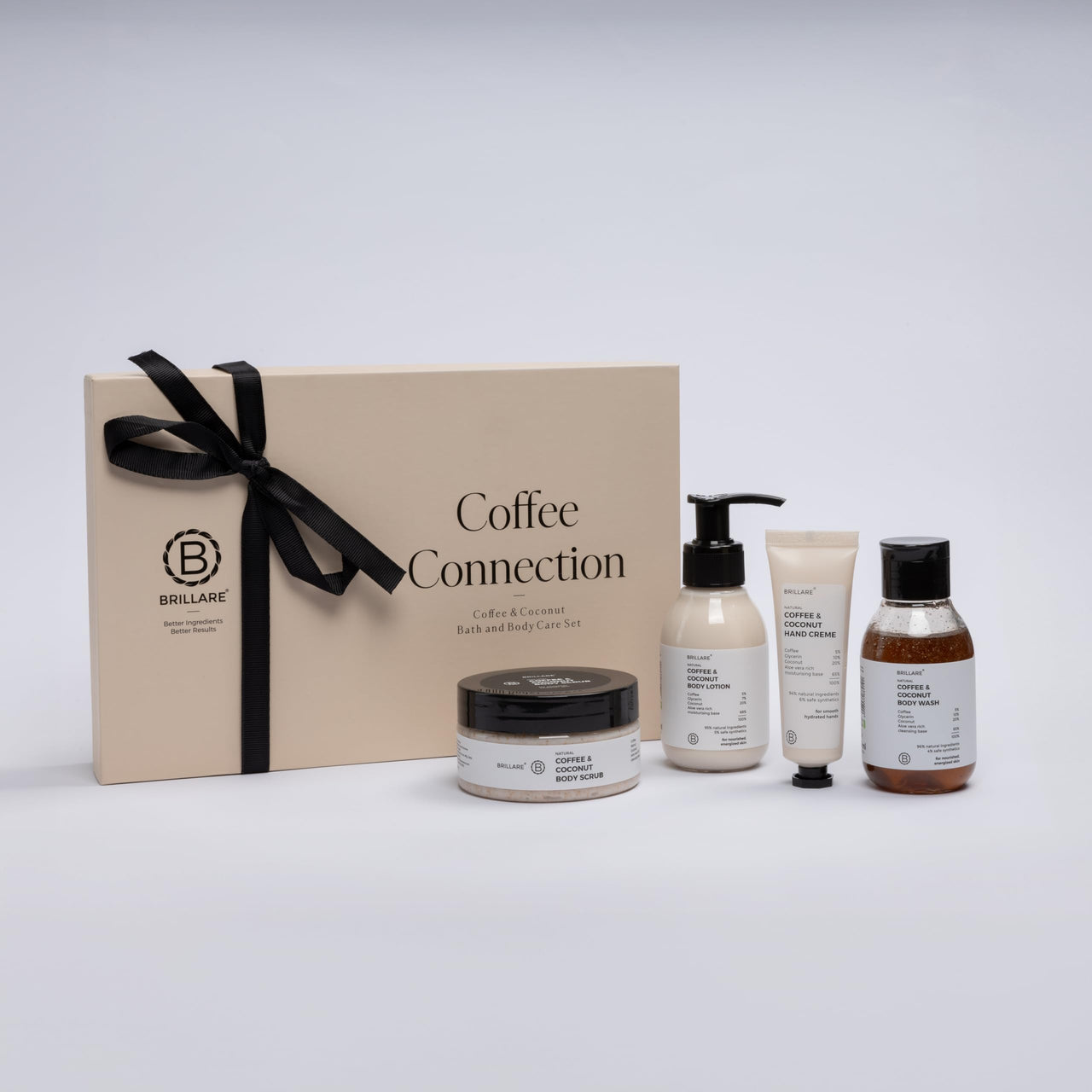 Brillare Coffee Connection Gift Box | Face Wash, Body Wash, Face Scrub, Body Scrub | Perfect Gift For Special Occasions (Pack of 4)