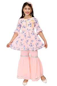 FNOCKS Girls Georgette Anarkali Kurta and Sharara Pants 7 Years-8 Years