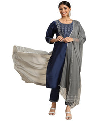 LookMark Womens Art Silk Kurta and Pant Set with Dupatta
