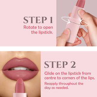Glamveda Creamy Matte Long Lasting Lipstick with Ceramides & Peptides, Lightweight, 12 Hour Wear, Smudgeproof & Transferproof - Dream Pink 303