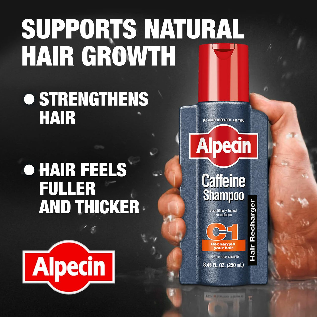 Alpecin C1 Caffeine Anti Hair Fall Shampoo 3x250ml | Scalpe Shampoo for Hair Fall Control | Natural Hair Growth Shampoo Strengthen Hair Growth and Reduces Hair Loss