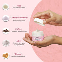 Globus Naturals Rice & Sugar Revival Face Scrub, Enriched with Coffee & Walnut, For Glass Skin, 50 gm