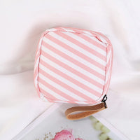 House of Quirk Polyester Makeup Bag Lazy Cosmetic Bag Travel Toiletry Bag Cosmetic Make Up Organizer Waterproof Travel Accessories For Women And Girls (Pink Stripes),W-5 Cm, Small